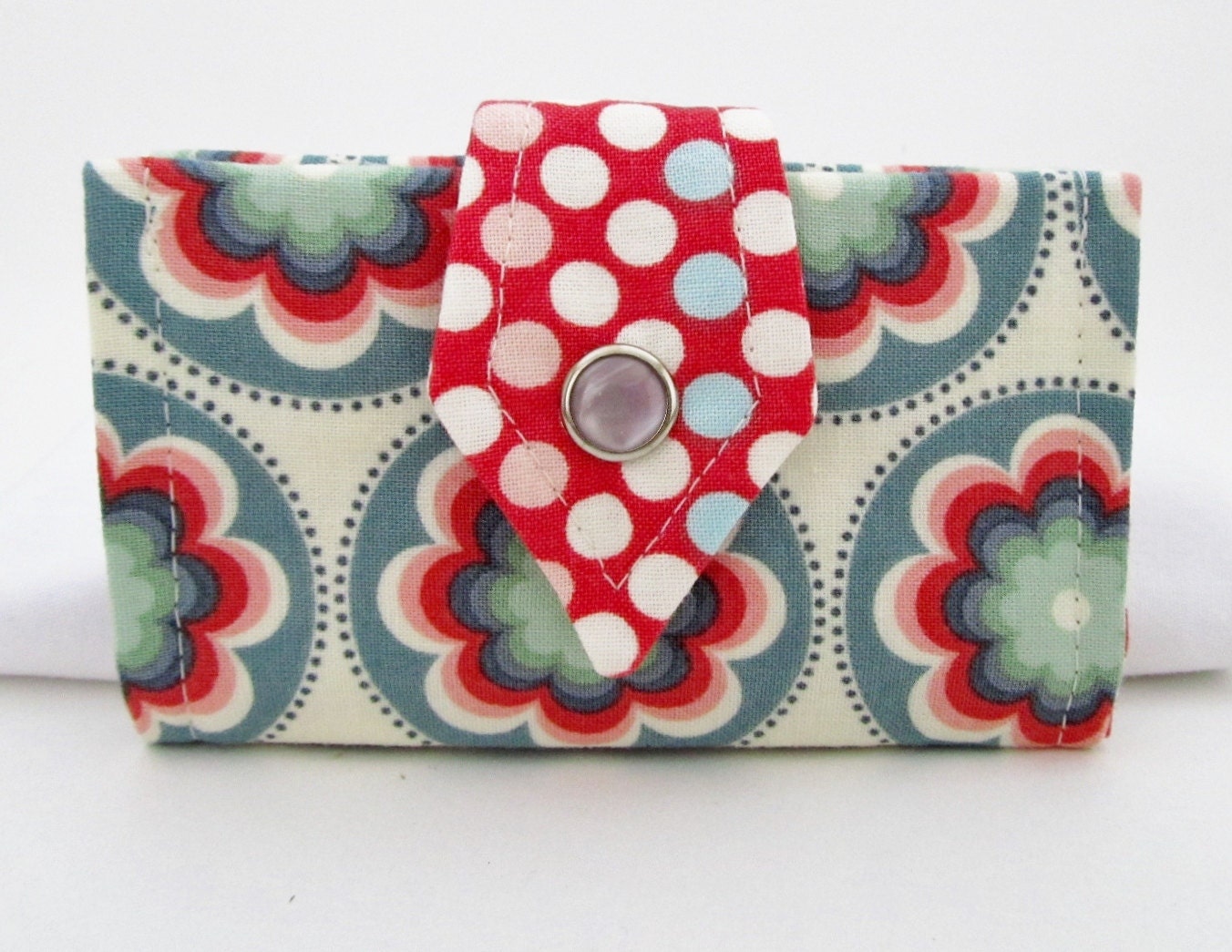 Small Card Organizer Wallet - Retro Daisy Shade