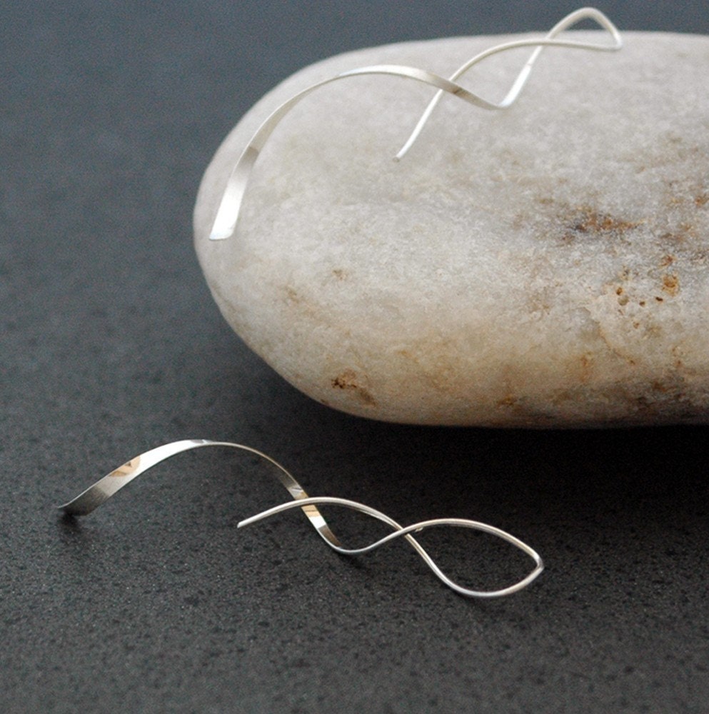 Corkscrew Earrings in Sterling Silver - Long - Ready to Ship