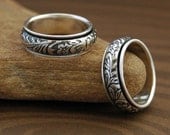 Spinner Ring - Floral and Scroll in Sterling Silver - Made to Order - Free Shipping in the U.S.