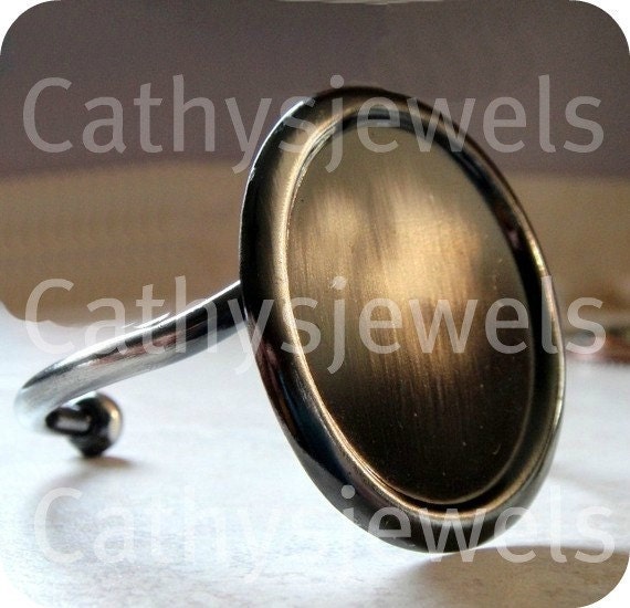 Antiqued Silver Cameo Bracelet Blank Setting 40x30