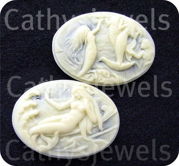 Set of Six  25X18 Mermaid Cameos