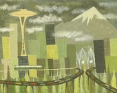 Seattle. Limited edition 13x19 print by Matte Stephens.