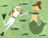 Alfred Finds his Soul Mate.  Limited edition 8.5x11 print by Matte Stephens