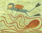 Scuba Man. Limited edition print by Matte Stephens.