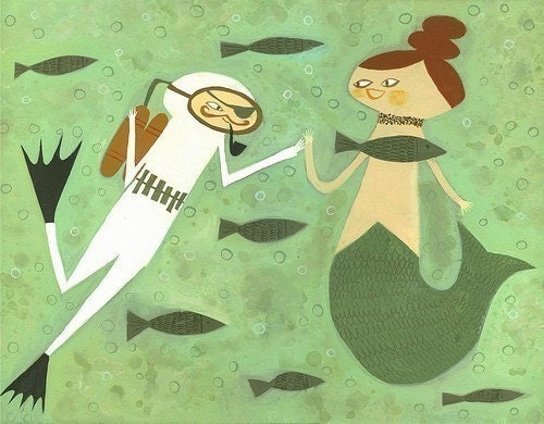 Alfred Finds his Soul Mate.  Limited edition 8.5x11 print by Matte Stephens
