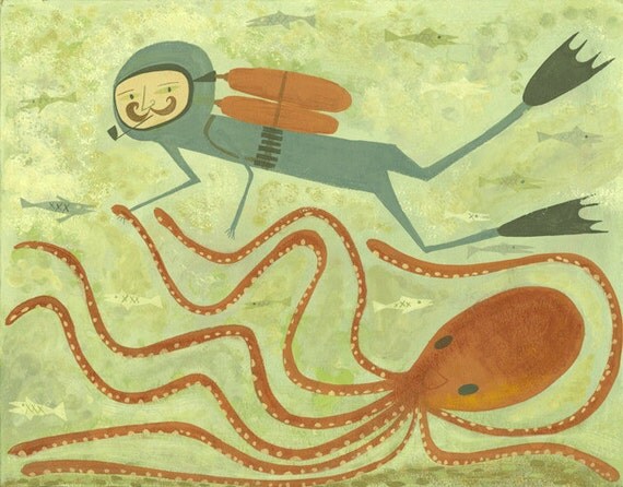 Scuba Man. Limited edition print by Matte Stephens.