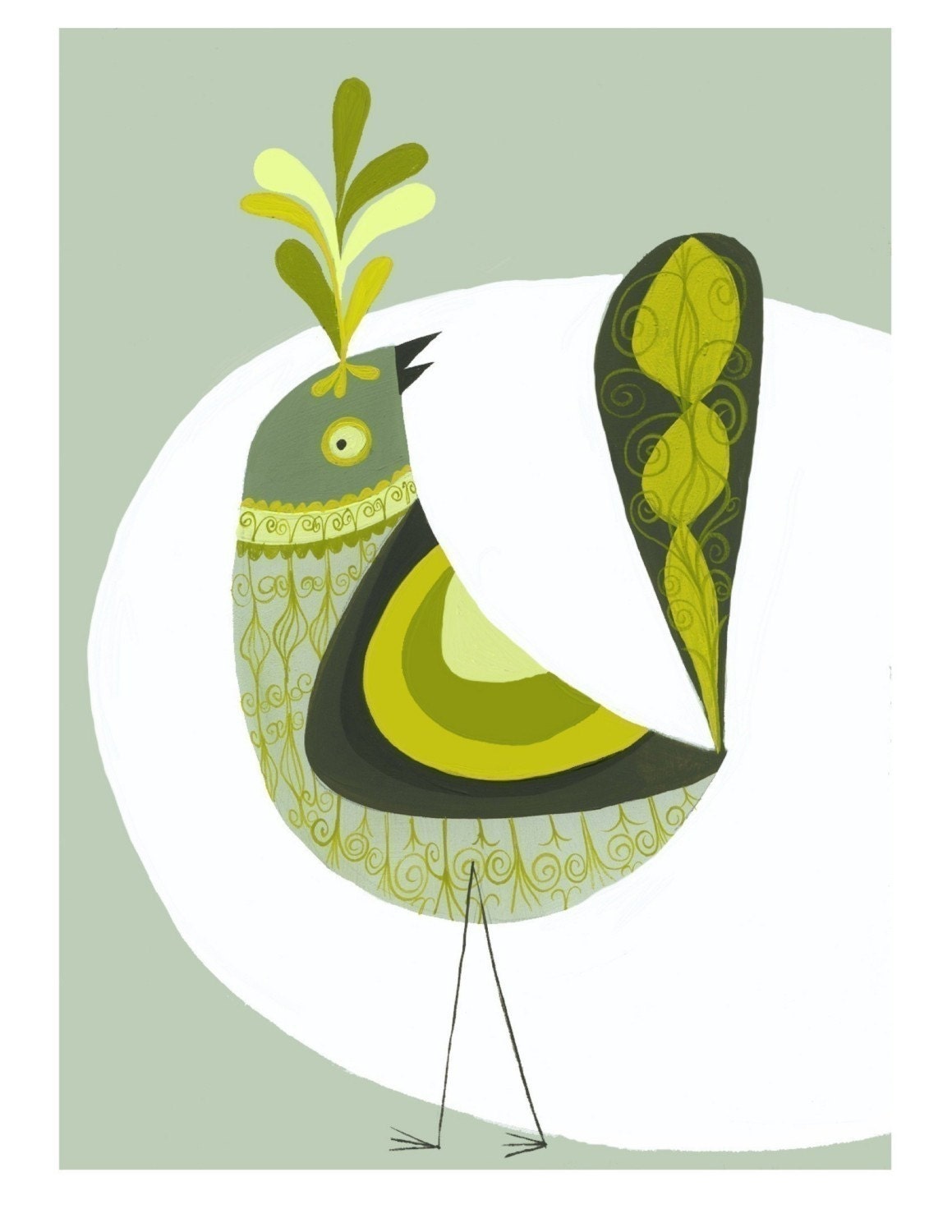 Pologne Bird.  Open edition print by Matte Stephens.