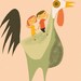 Rooster School Bus. 13x19 print by Matte Stephens.
