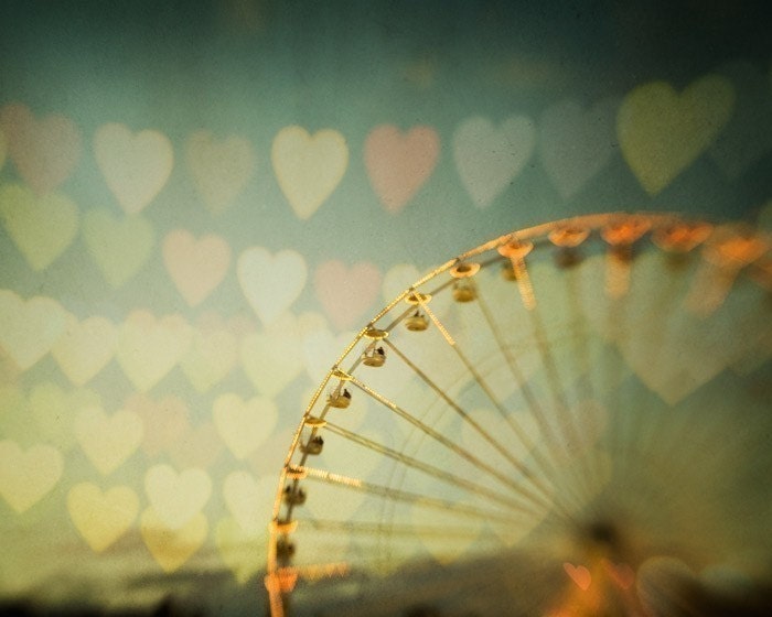 Romantic Ferris Wheel Photograph, Valentine, Paris, Whimsical Fine Art Photography - Love is in the Air