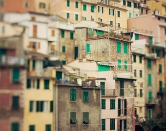 Cinque Terre, Italy Photograph, Village Life, Travel Photography - Crowded houses