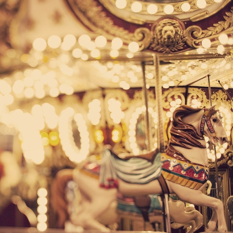 Carnival photography, merry-go-round, circus art, fine art print, county fair, nursery wall art, child's room - If wishes were horses