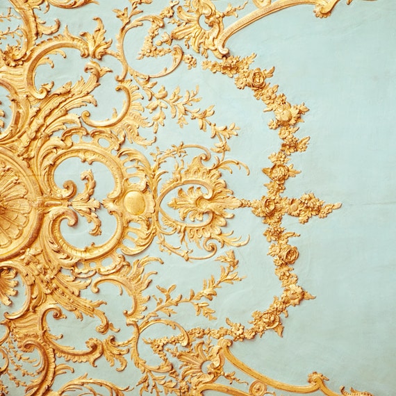 Folie - Paris Photograph, Versailles Detail, Romantic, Feminine, Mother's Day, Robins Egg Blue, Gold, Home Decor