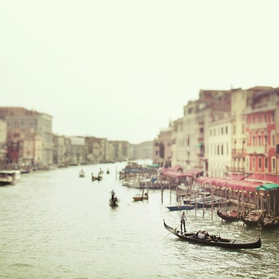 The Slow Boat - Venice Photograph, Italy, Dreamy Romantic Travel Photography, Gondola, Mint Green, Spring Pastel