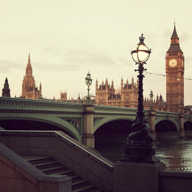 London Photograph, Westminster, Big Ben, Victorian Lamp Post, Bridge, England, Travel Photography - A Day in the Life
