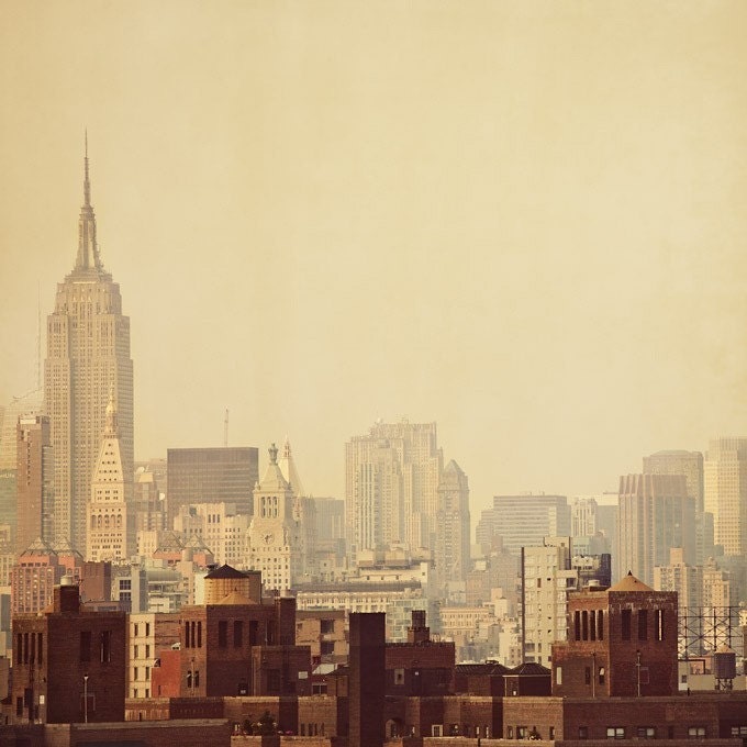 New York City Photograph, Empire State Building, Travel Photography, Orange, Brown, Autumn Colors - Urban legends