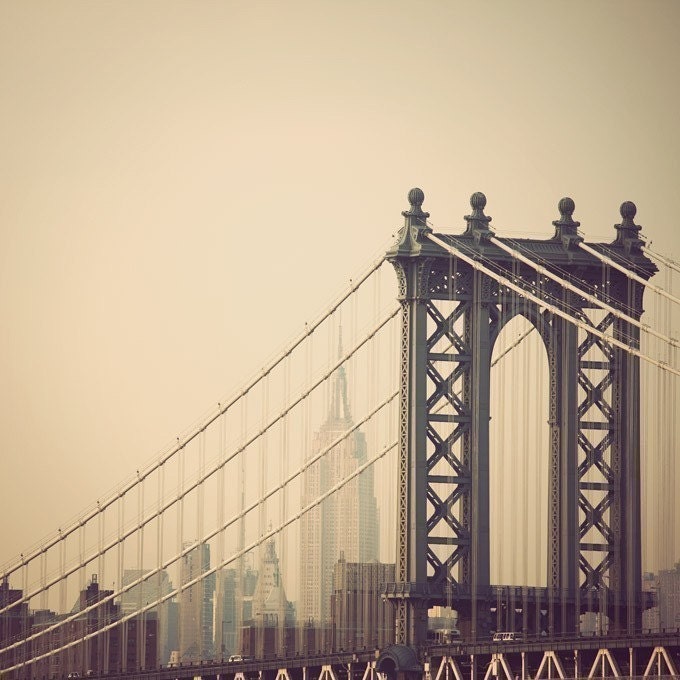 Four NYC Photographs - I Love New York Fine Art Print Set - Travel Photography, Brooklyn Bridge, Orange, Pumpkin, Autumn Colors