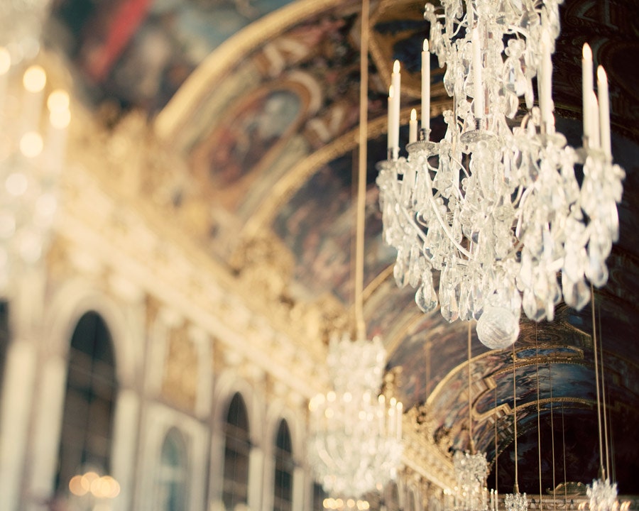 Chandelier photograph, Paris - The Secret History - Versailles, Hall of Mirrors, France, Gold, Wedding, French Style, Glamour