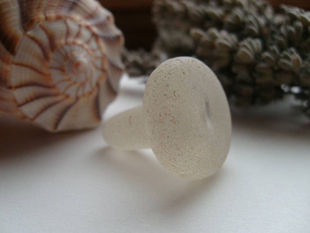 RARE Frosted White Sea Glass Bottle Stopper by Lake Erie Beach Glass LEbg