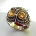 Sterling Silver Owl Ring With Citrine Eyes