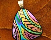 Dichroic Fused Glass Zentangle Pendant, Fused Glass - Southwest