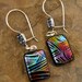 Fused Glass Earrings, Dichroic Fused Glass - Black Tuxedo