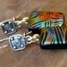 Fused Glass Earrings, Dichroic Fused Glass - Black Tuxedo