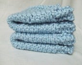 Organic Cotton Set of 2 Blue Handknit Dish Cloths
