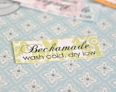 90 Clothing Labels - Lime Green and White Damask