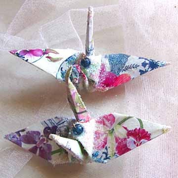 Orchid Peace Crane Wedding Favor Cake Topper Origami Christmas Ornament Japanese Paper Bird Blue White Ware