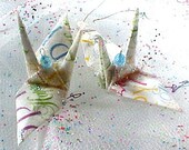 Birthday Cake Topper Peace Crane Origami Ornament  Party Favor Japanese Paper Bird Decoration Happy