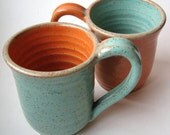 2 Mugs MADE TO ORDER Orange and Turquoise Mug and Turquoise and Orange Mug