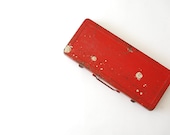 Red Metal Tool Box / rustic weathered / case / patina and Paint drips
