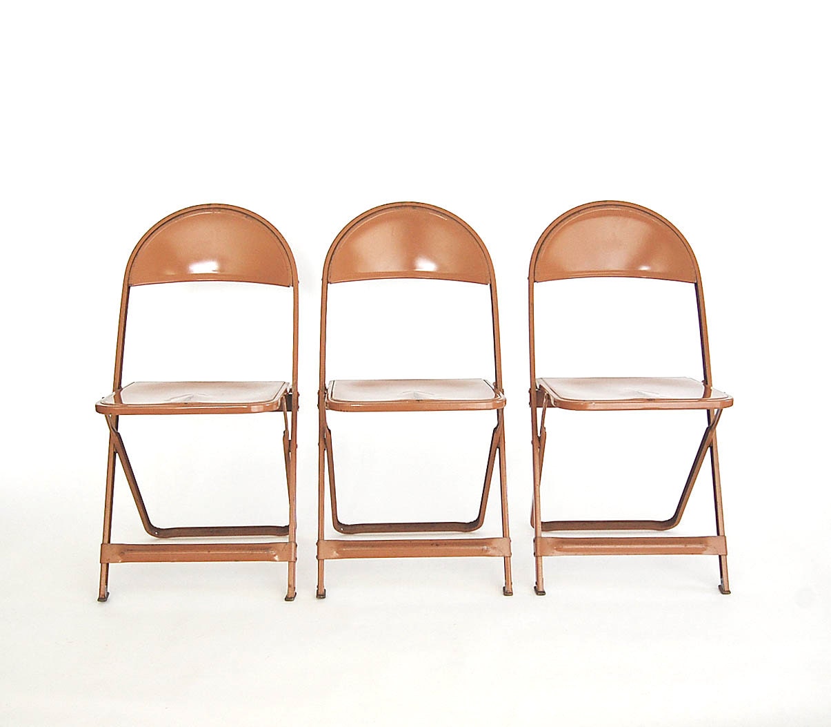 Lot of 3 Industrial Folding Chairs / Weathered Nostalgia / Set of 3 / Metal / Cosco