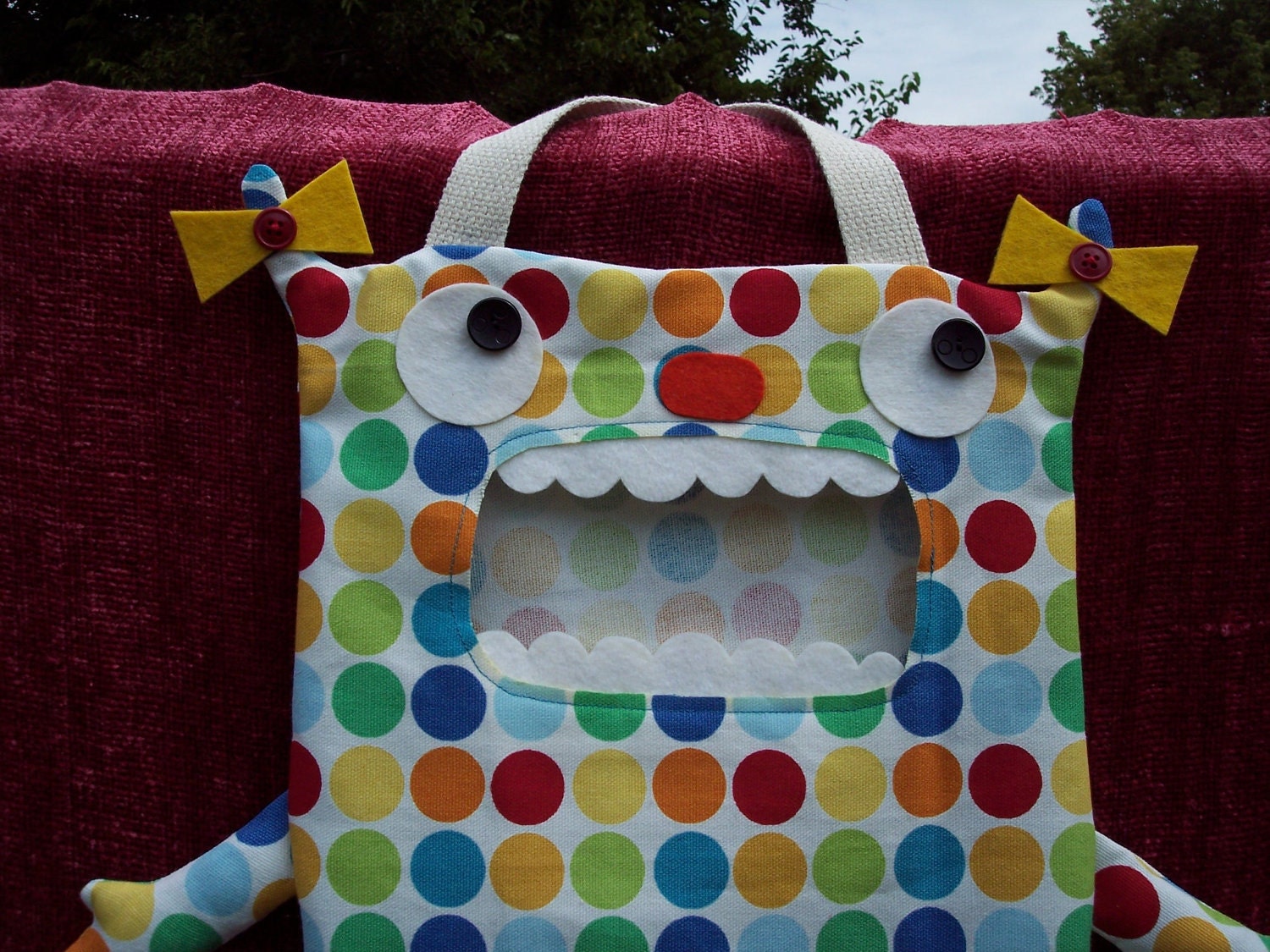 Dotty Ann A Large Candy Monster Bag/ Eco-Friendly Trick or Treat Bag