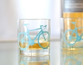 2 bicycle rocks glasses, turquoise bike
