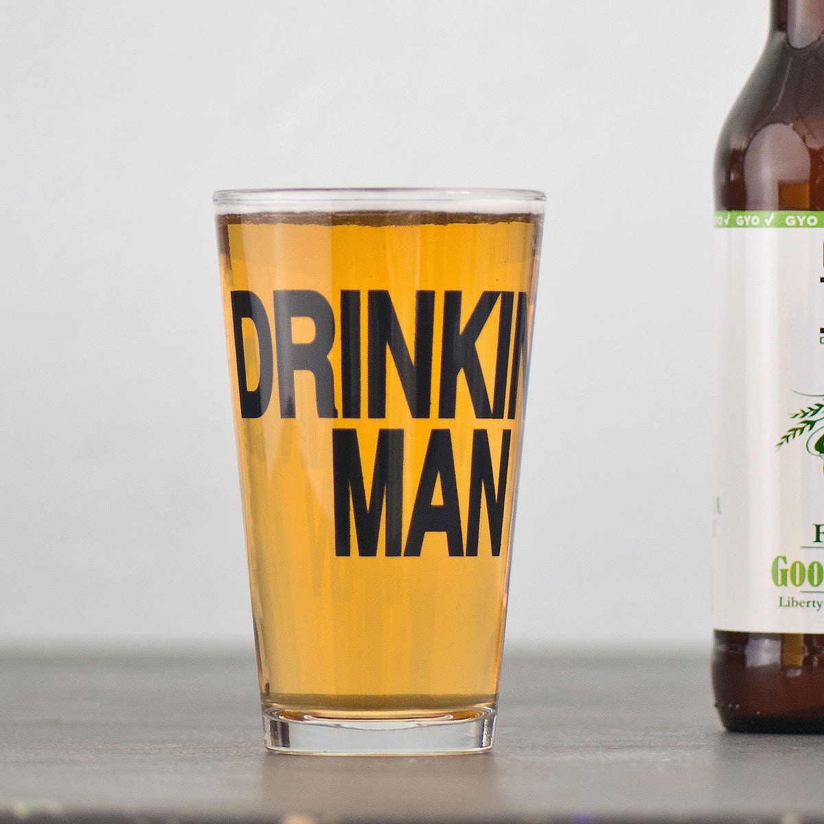 Drinking Man- 4 hand printed pint glasses - dark charcoal