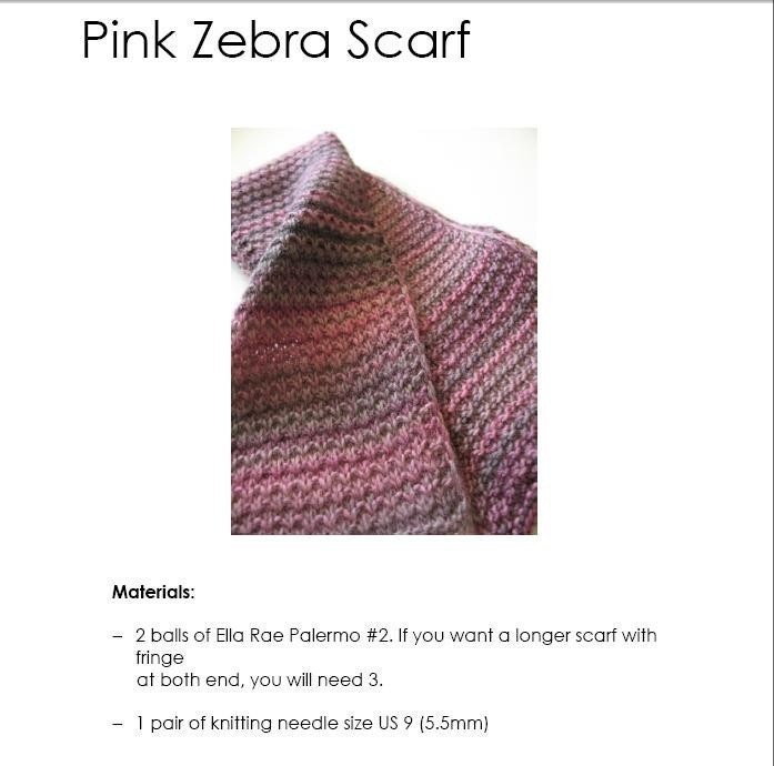 PDF Knitting Pattern of Pink Zebra Scarf