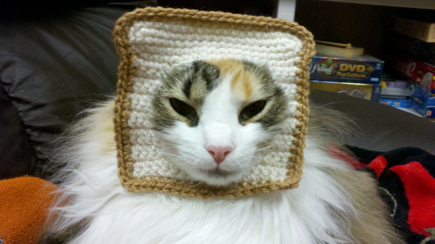 In-Bread Cat Crochet Cat Costume - Crochet Kitteh Bread
