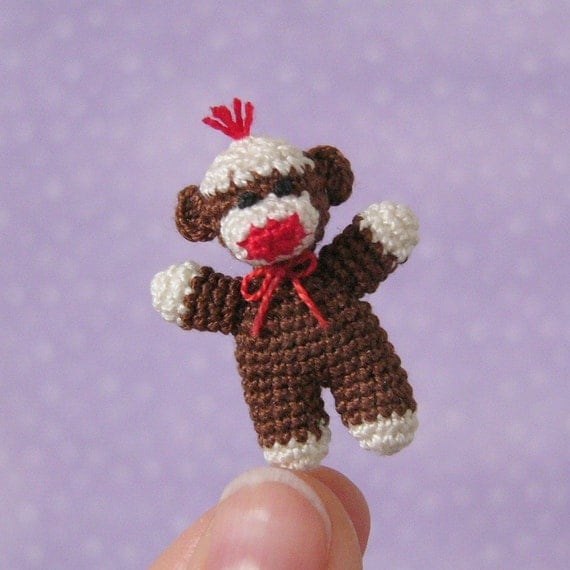 PDF PATTERN - Amigurumi Crochet Tutorial Pattern Miniature Baby Sock Monkey