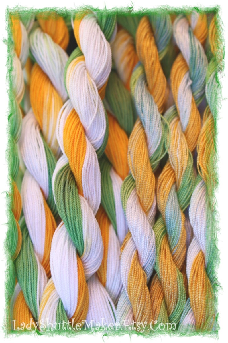 DAISY DAZE   Size 80    hand dyed TATTING crochet embroidery CQ cotton thread   6 cord