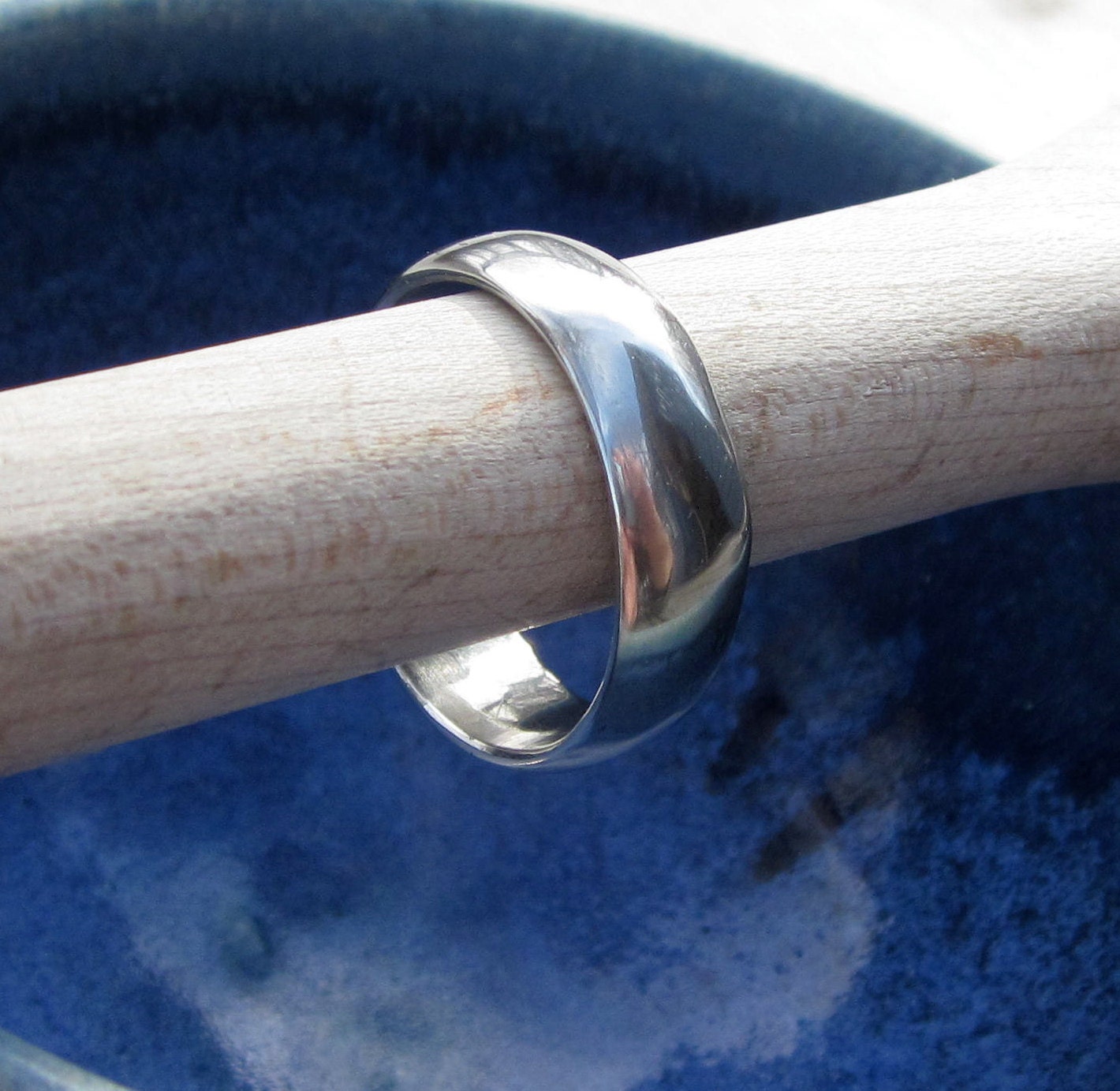Mens Wedding Band - 10k White Gold Organic Flow Wedding Ring