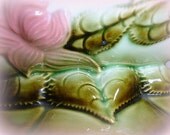beautiful hull woodland series deco style console bowl . hull pottery . signed
