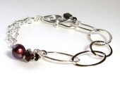 Chain Bracelet . Mixed Chain Bracelet . Garnet Bracelet . Sterling Silver