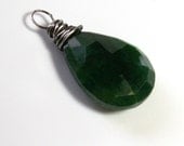 Emerald Briolette Pendant . May Birthstone Interchangeable Pendant