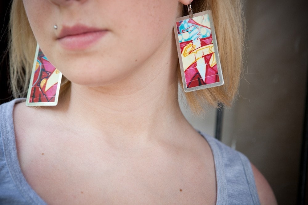 big graffiti photo earrings