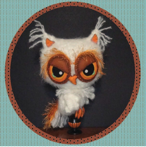 SALE Digital PDF Owl Crochet Pattern with Felt Eyes Candlestick Holiday Decor or Plush Stuffie Halloween Thanksgiving Christmas
