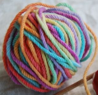 hand painted wool in 7 rainbow colours - 8ply 200gm