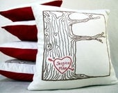 custom heart -- tree print pillow cover -- personalized with your names or initials