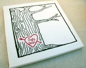custom heart -- tree print wall art -- personalized with your names or initials