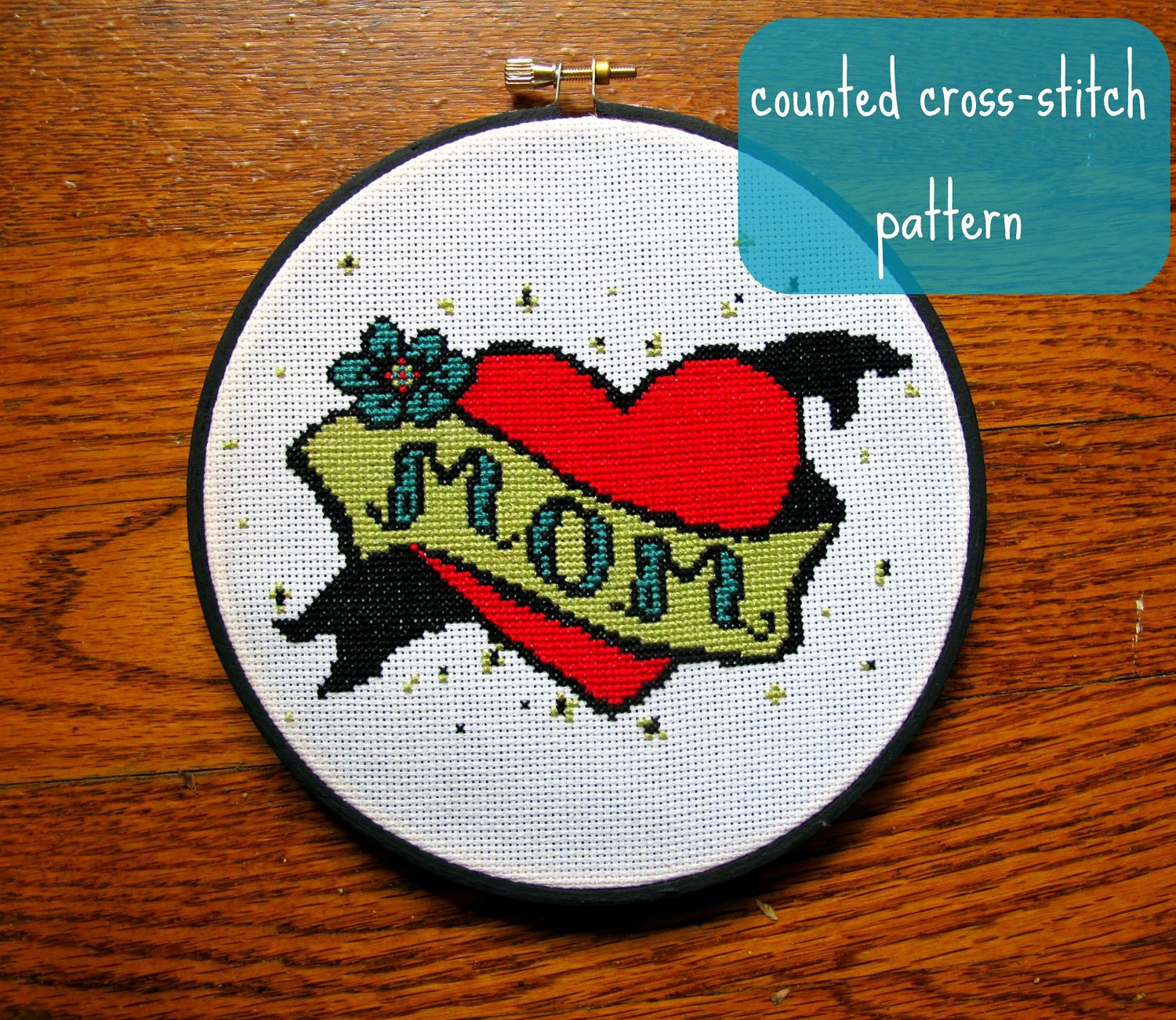 MOM tattoo cross-stitch pattern